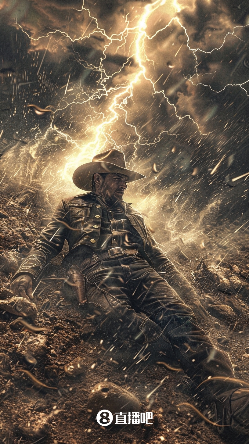 AI绘图：牛仔突遇雷暴天气被击倒在地 绿箭侠收服骑士登上铁王座